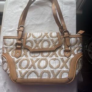 Tan and White XO Patterned Women's Bag